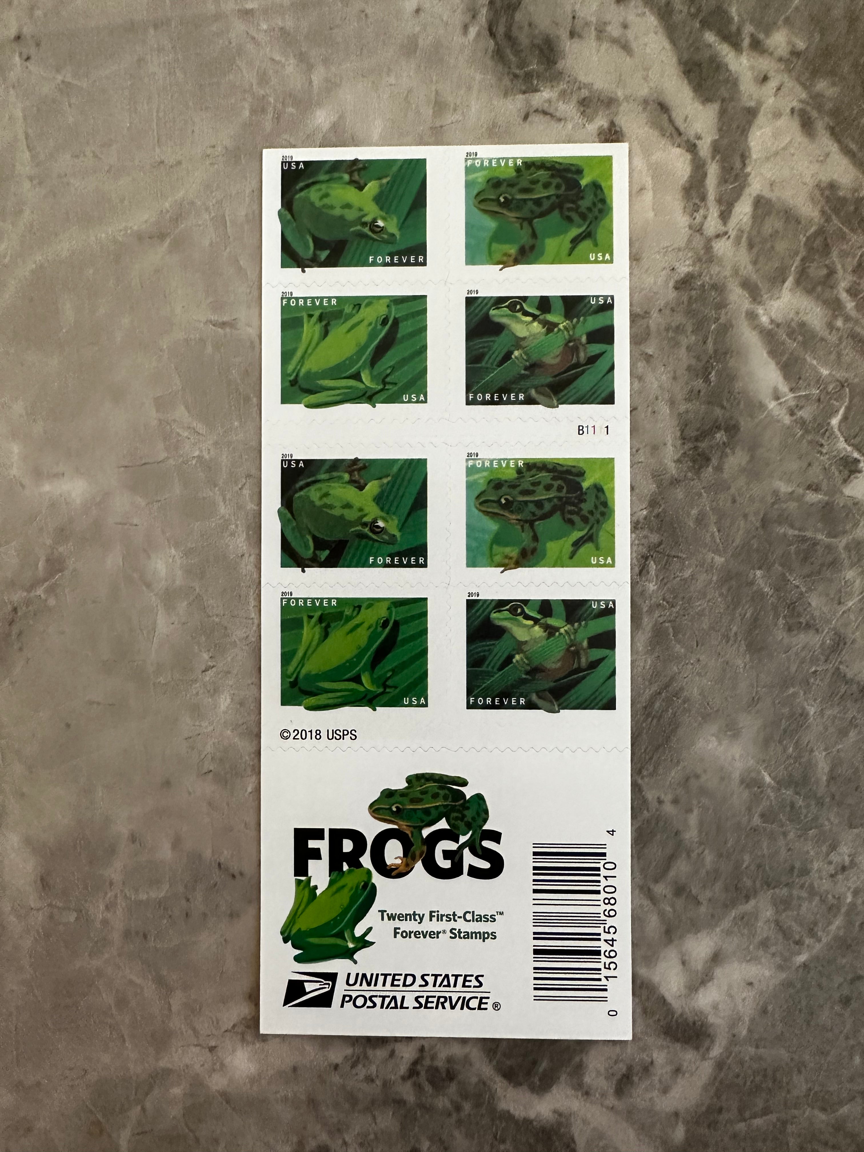 USPS Frogs Forever First Class Postage Stamps