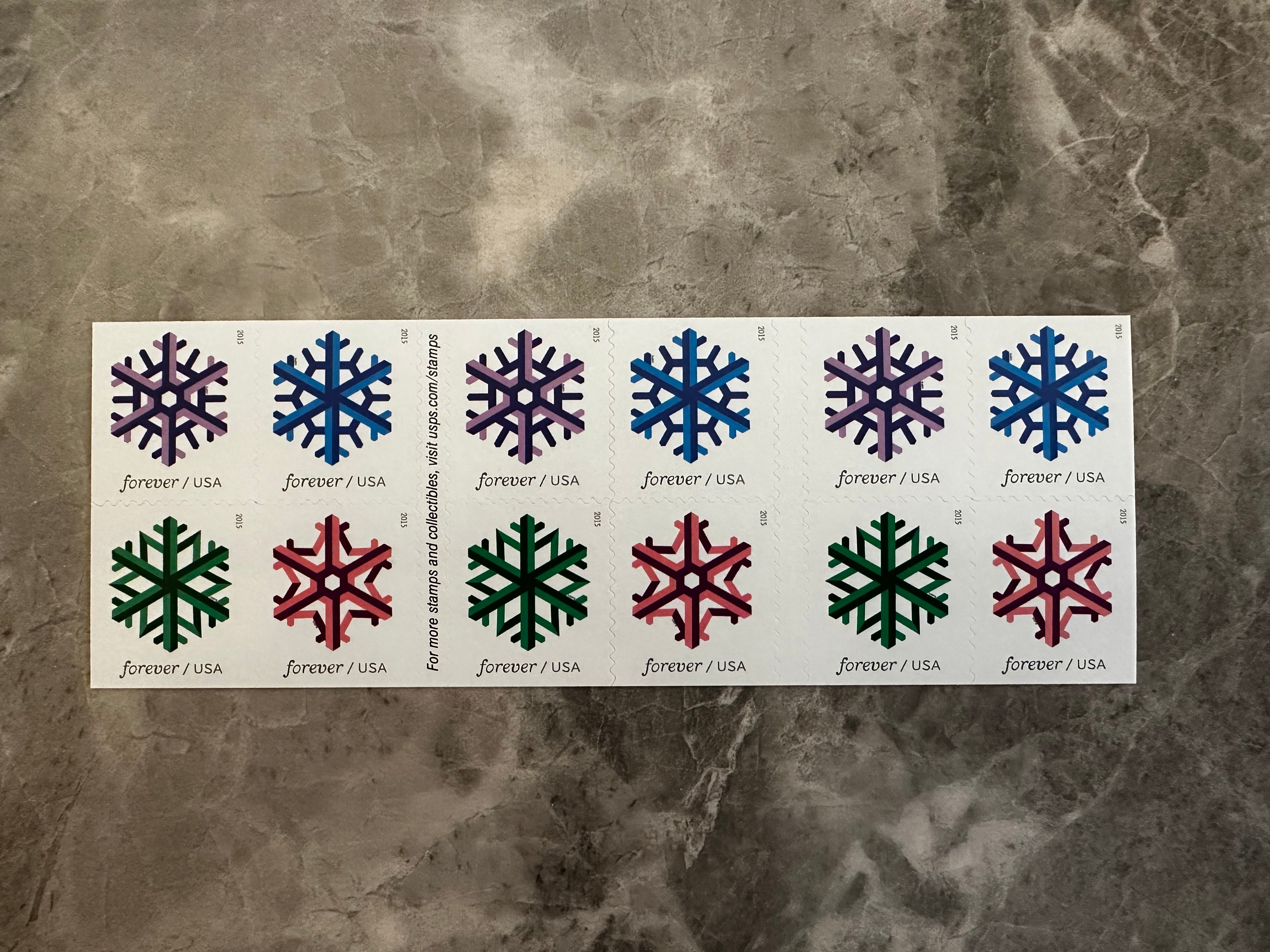 USPS Geometric Snowflakes Forever First Class Postage Stamps