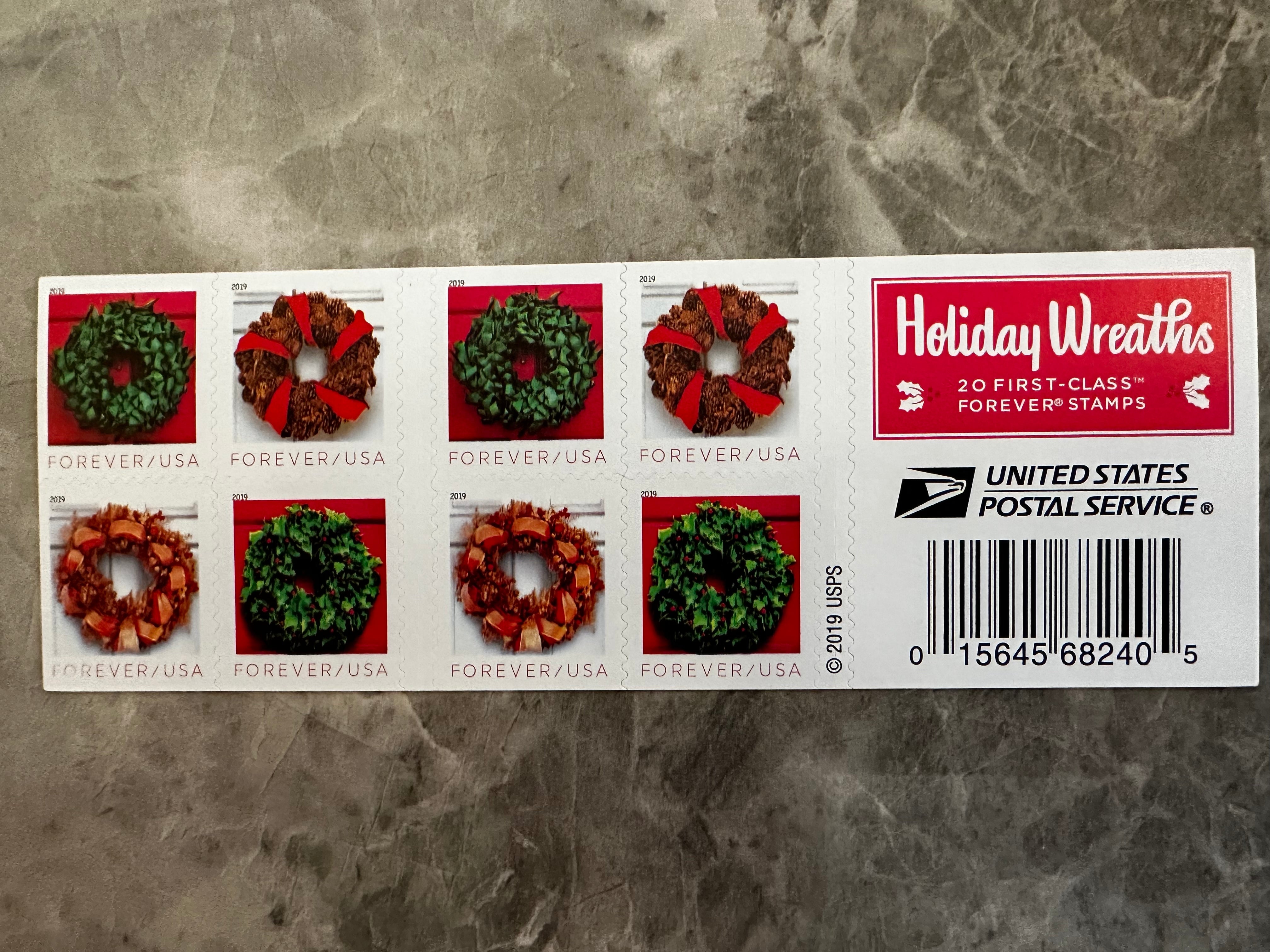 USPS Holiday Wreath Forever First Class Postage Stamps