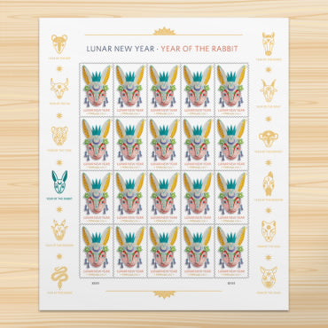 Year of the Rabbits Stamp Celebrates Lunar New Year Forever First Class Postage Stamps