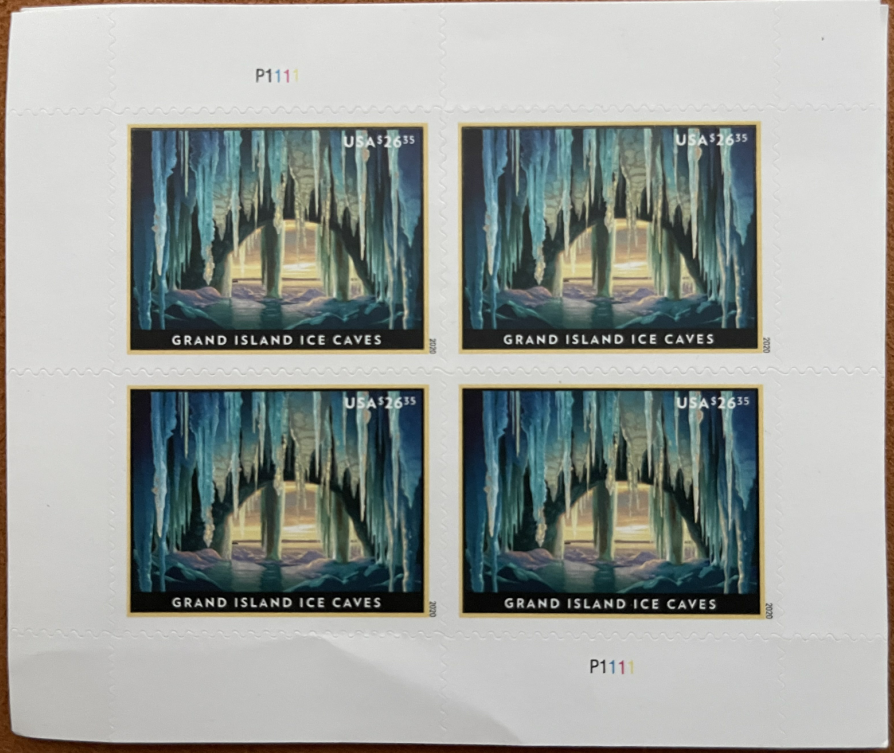 USPS Grand Island Ice Cave Express Priority Stamps